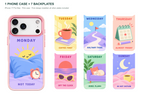 Seven Moods — 7 Backplates + 1 Phone Case (V2) — iPhone 17 Pro Max Pink case with all 7 backplates