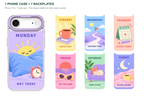 Seven Moods — 7 Backplates + 1 Phone Case (V2) — iPhone 17 Air Purple case with all 7 backplates