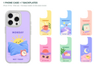 Seven Moods — 7 Backplates + 1 Phone Case (V2) — iPhone 15 Plus White case with all 7 backplates