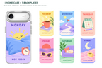 Seven Moods — 7 Backplates + 1 Phone Case (V2) — iPhone 17 Air White case with all 7 backplates