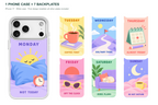 Seven Moods — 7 Backplates + 1 Phone Case (V2) — iPhone 17 White case with all 7 backplates